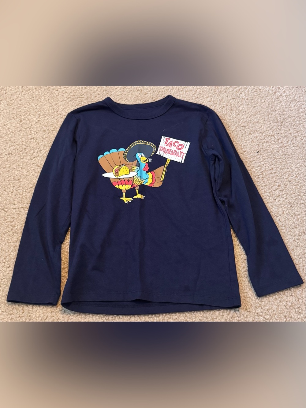 Navy 'Taco Thursday' Graphic Long-Sleeve Shirt Size S (5/6)